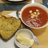 Soup and local bread at Mrs Green's in Dumfries