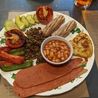 Vegan all day breakfast at Mrs Green's in Dumfries