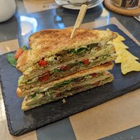 Falafel and hummus club sandwich at Mrs Green's in Dumfries