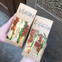 Hummus, greens, sundries tomato sandwiches at Shake Cafe - Del Corso in Florence