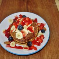 Berry pancakes at Eat With Fingers Restaurant Mauritius in Grand Baie