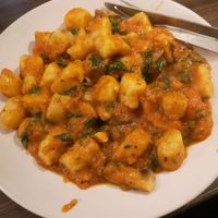 Delicious vegan gnocchi! at SpaceOut in Dharamkot