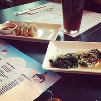 Starters: spinach with sesame dressing and vegan dumplings  at MoschMosch in Mannheim