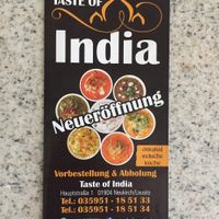 Card  at Taste of India in Neukirch Lausitz