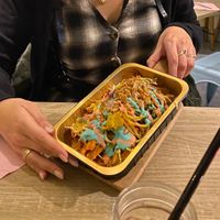 Vegan kapsalon with sweet potato fries at Botanique in Hasselt