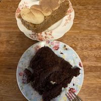 Chocolate beetroot cake (ve) & chai coffee cake (v)  at Cafe Chameleon in Ystradgynlais