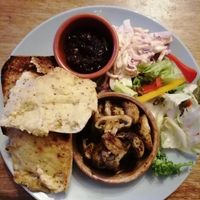 Welsh Rabbit with garlic mushrooms at Cafe Chameleon in Ystradgynlais