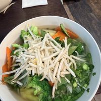 Veggie pho. I chose to eat my bao for dinner and only had a little soup tonight, but it will be my lunch tomorrow. I used the 0 cal noodles. Delicious!  at Pho Fresh in Rancho Cordova
