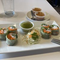 Summer rolls with delicious sauces. There were two more but I was hungry    at Rice Fine Thai Cuisine in Bozeman