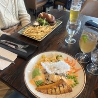 Mushroom steak sandwich and tofu bistro bowl   at The Maclab Bistro in Banff