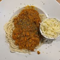 Pasta con boloñesa de seitan   at Garraxi Restaurante Vegetariano in San Sebastian