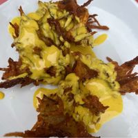 Bolas de cebollas  at Garraxi Restaurante Vegetariano in San Sebastian