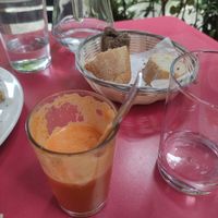 licuado y pan at Garraxi Restaurante Vegetariano in San Sebastian