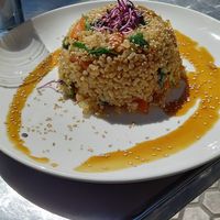 rice with tofu (first dish on the card) 12,50€ at Garraxi Restaurante Vegetariano in San Sebastian