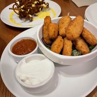Nuggets with sauces   at Garraxi Restaurante Vegetariano in San Sebastian