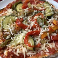 Pizza de verduras (opción vegana)  at Garraxi Restaurante Vegetariano in San Sebastian