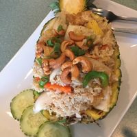 Vegan pineapple fried rice with tofu, veggies and cashews. at My Thai OC in Ocean City