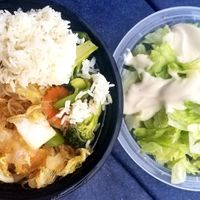 Glass noodles with veggies and I came home and made a side salad with it and my mom gave me some of her rice..  highly recommend at My Thai OC in Ocean City