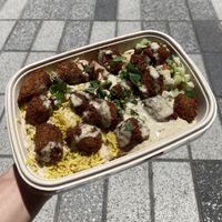 rice bowl with falafel at The Flying Falafel in Berkeley