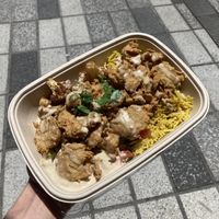 rice bowl with crispy chick’n at The Flying Falafel in Berkeley