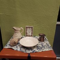 Ritual hand washing station. at Green Vegetarian Cuisine - Quarry Market in San Antonio