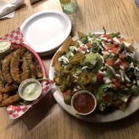 Fried pickles and loaded nachos   at Green Vegetarian Cuisine - Quarry Market in San Antonio