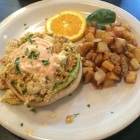Vegan eggs benedict with tofu at Green Vegetarian Cuisine - Quarry Market in San Antonio