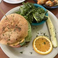 Big Nasty burger with kale side salad   at Green Vegetarian Cuisine - Quarry Market in San Antonio
