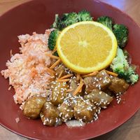 Orange tofu bowl  at Green Vegetarian Cuisine - Quarry Market in San Antonio