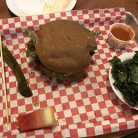 Spicy "chicken" burger at Green Vegetarian Cuisine - Quarry Market in San Antonio