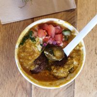 Street dinner - lentil dhaal at Plantkind in Shrewsbury