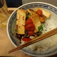 Zoetputtige Tofu and Ginger Tea  at Bananas in Utrecht