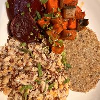 Millet steak with veggies (could've done with some kind of sauce)  at Toujours Originale Créative in Moulins