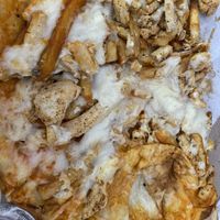 Buffalo chikn pizza with fries 😍  at Mandy's Pizza in Pittsburgh