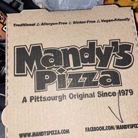 V for victory   at Mandy's Pizza in Pittsburgh