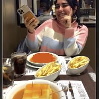 Francesinha (vegan version) with my friend, amazing. Would recommend. I drawn over her meat version just incase so it is not seen.  at Lado B Cafe in Porto