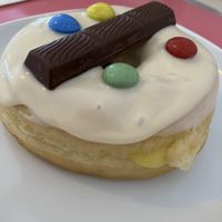 White chocolate, cream filling and kinder  at Blue Vegan Pig Shop in Prague