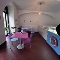 Enough seating available for a  coffee   at Blue Vegan Pig Shop in Prague