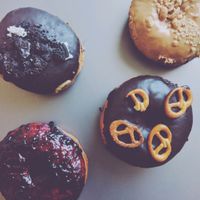 donuts at Blue Vegan Pig Shop in Prague