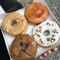 Peanut butter and jam, creme brûlée (my favourite), biscoff and pistachio  at Blue Vegan Pig Shop in Prague