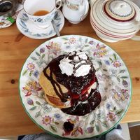 Vegan black forest pancakes at The Orchard Cafe in Worthing