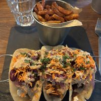 Tacos and fries  at California Kitchen in Biarritz