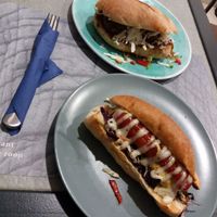 Diahes of the day Carrot-dog and "meatball" sandwich at Elephant in the Room in Thessaloniki