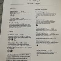 menu 2019 at Elephant in the Room in Thessaloniki
