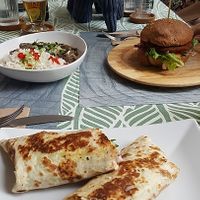 Amazing seitan burger and the others of course!!! at Elephant in the Room in Thessaloniki