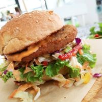 Schnitzel burger at Elephant in the Room in Thessaloniki