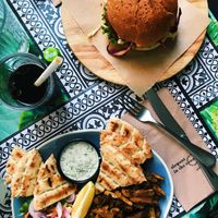 This is the vegan chicken burger and the gyros!  at Elephant in the Room in Thessaloniki