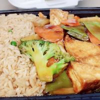 Bean curd and vegetables with fried rice, lunch combo at Ma Ma Wok in Charlotte