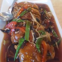 Veg fish with brown sauce at Ma Ma Wok in Charlotte