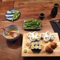 Really good miso with lots of shiitake, edamame, and the vegan combo! at Sushi Kometsu in Bielefeld